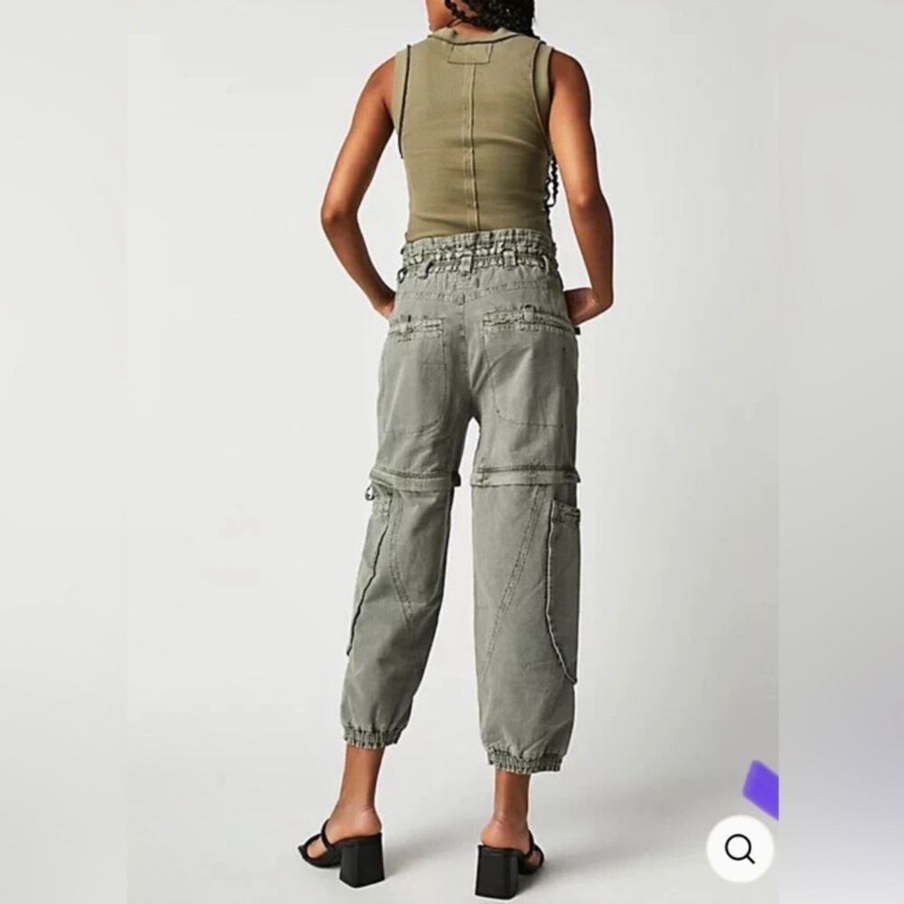 Free People Wind Drift Convertible Pants Utility Shorts Zipper, Ivy League NWT - Picture 4 of 12